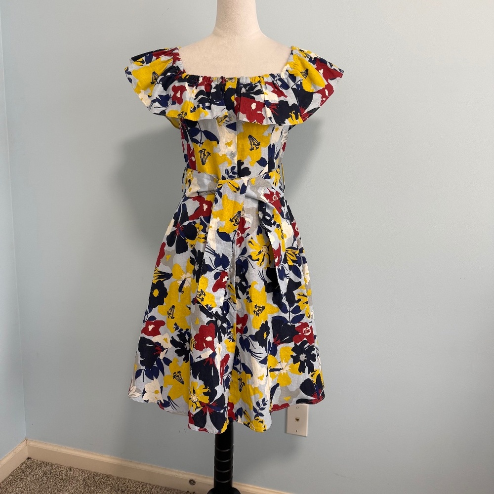 Zara Women’s Linen/ Cotton Floral Print Midi Dress Size XS‎